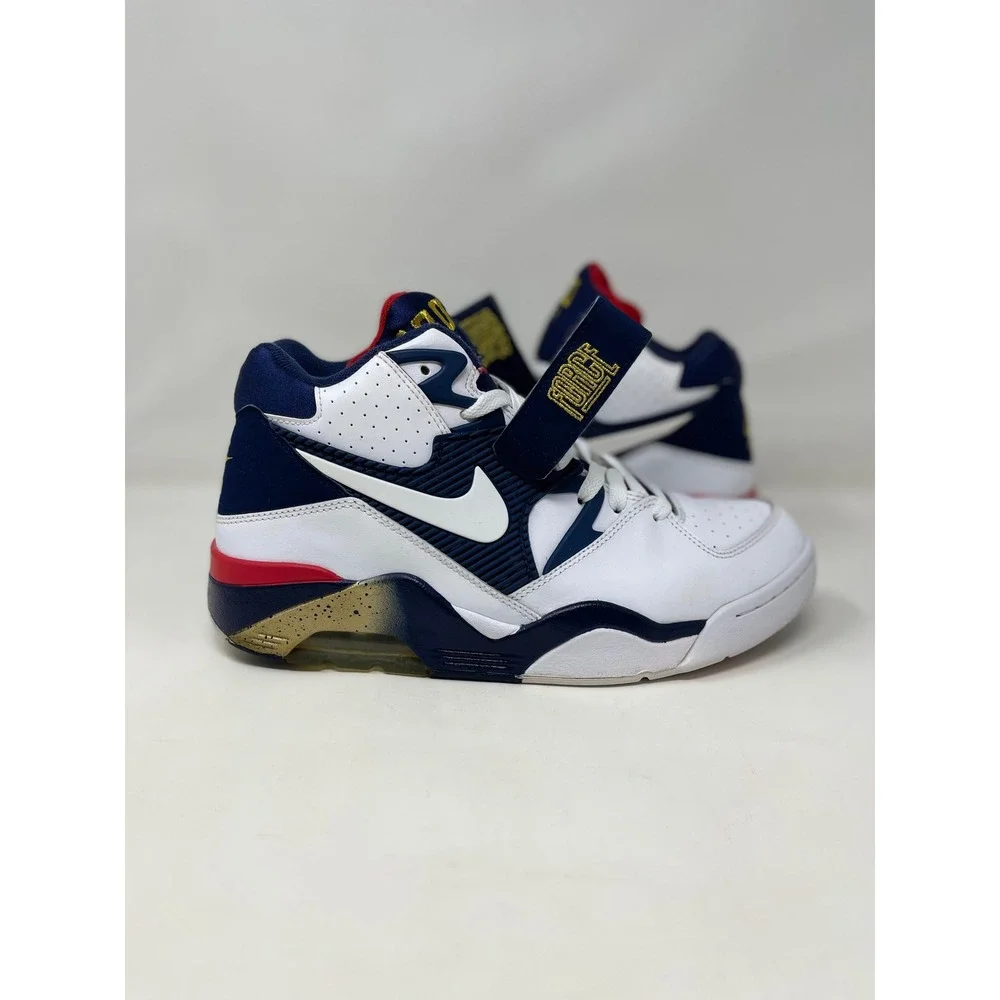 Nike Air Force 180 Mens Size 10 White Navy Gold Excellent Olympic Barkley